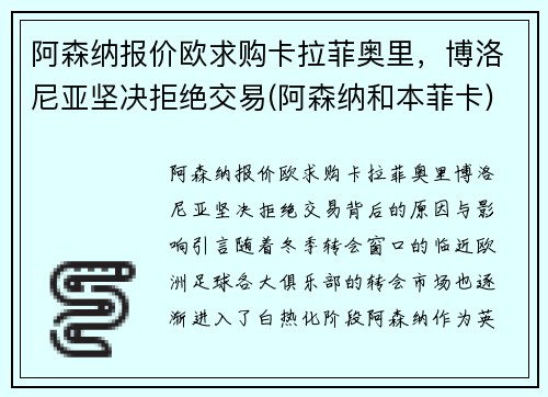阿森纳报价欧求购卡拉菲奥里，博洛尼亚坚决拒绝交易(阿森纳和本菲卡)