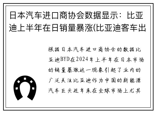日本汽车进口商协会数据显示：比亚迪上半年在日销量暴涨(比亚迪客车出口日本)